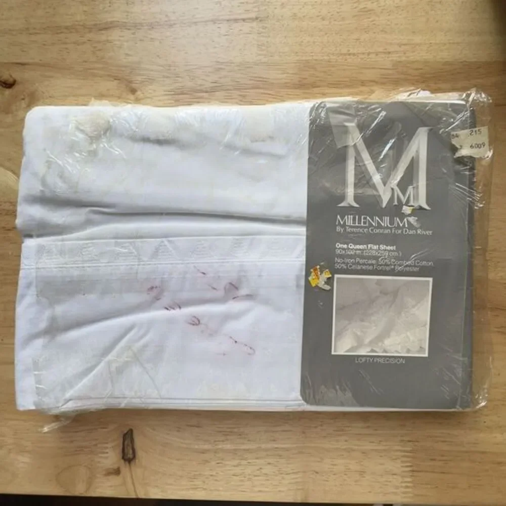 Millennium By Terrence Conran Dan River QUEEN Flat Sheet WHITE Lofty‎ Precision